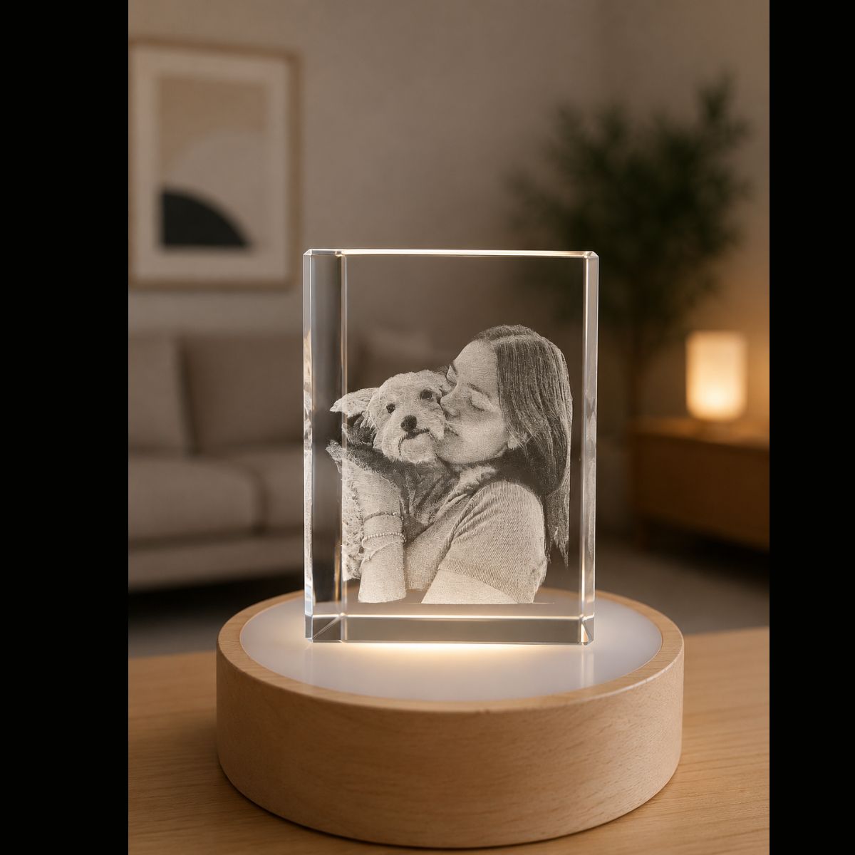 Cubo de cristal con foto personalizado