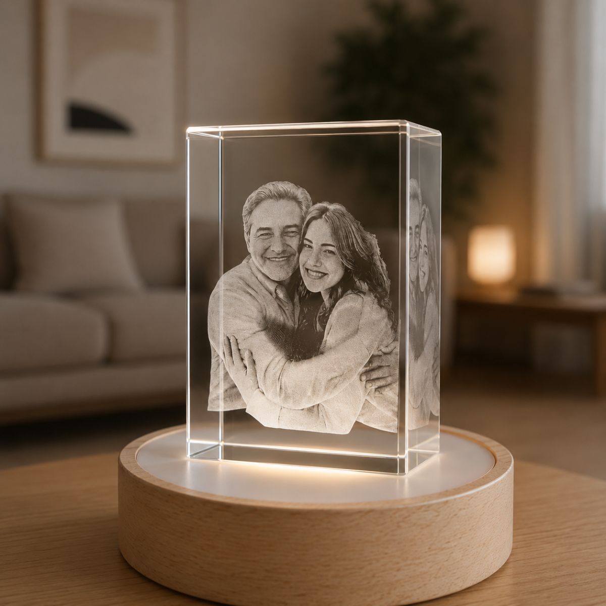 Cubo de cristal con foto personalizado
