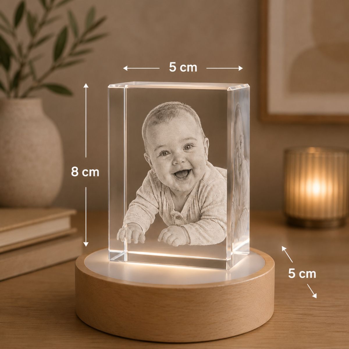 Cubo de cristal con foto personalizado
