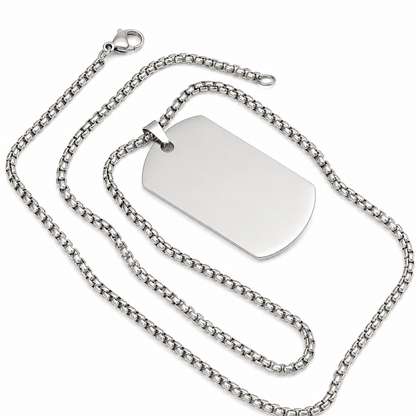 Collar Personalizado con Foto Grabada en Acero Inoxidable | Dije Tipo Placa Militar